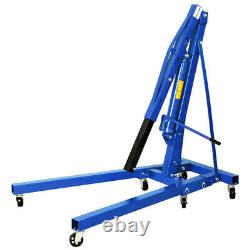 Blue 2 Ton Engine Crane Stand Wheel Hoist Lift Jack Hydraulic Folding Adjustable