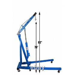 Blue 2 Ton Hydraulic Folding Engine Crane Hoist Lift Stand Garage Workshop Use