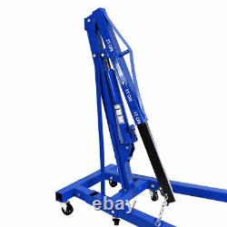 Blue 2 Ton Hydraulic Folding Engine Hoist Lift Crane Stand Garage Lifting Tools