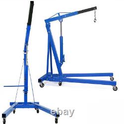 Blue 2 Ton Tonne Hydraulic Lift Engine Crane Stand Hoist Folding Workshop Lift
