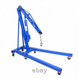Blue Heavy 2 Ton Hydraulic Folding Hoist Lift Engine Crane Jack Stand with Wheel