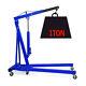 Blue Hydraulic Engine Crane 1 Ton Hoist Lift 1000kg Garage Lifting Stand Wheels