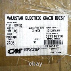 CM 2405-10 FT 1 Ton Capacity 8 FPM Lift Speed Electric Chain Hoist
