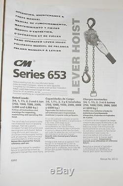 CM 653 Lever Chain Hoist 1 1/2 ton 5 ft lift 5315