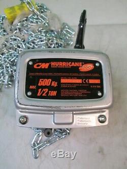 CM Hurricane Hand Chain Hook Hoist 1/2 Ton 500KG 360° NEW COSMETIC BLEMISHING