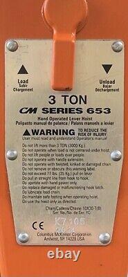 CM Series 653 Lever Operated Hoist 3 Ton Capacity 5 Ft Lift