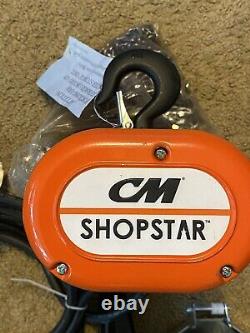 CM Shopstar 1/8 Ton 250 lb. Hoist 10' Lift 24 fpm 460 Volt 3 Phase NOS