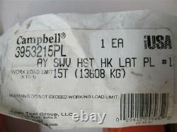 Campbell 3953215PL, 1-1/4, 15 Ton WLL, #12 Alloy Swivel Hoist Hook Latched