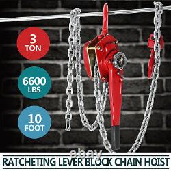 Chain Lever Block Hoist Come Along Ratchet Lift 3Ton 6600lbs Capacity Work 3M