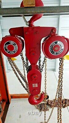Chester Zephyr 12 Ton 130-12 Hand Chain Hoist 8' LIFT Double Hook New Surplus