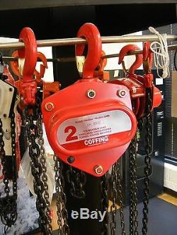 Coffing 08919 LHH Steel LHH Model Hand Chain Hoist with Hook, 2 ton 20 ft lift
