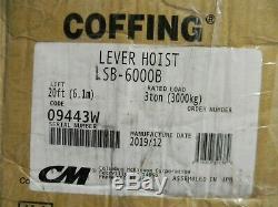 Coffing LSB Series Ratchet Lever Chain Hoist 3 Ton Capacity 20 Ft. Lift 09443W