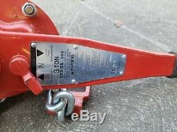 Columbus McKinnon 5320 Series 653 Lever Operated Hoist 3 Ton with5' foot lift