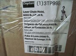 Dayton 3TP99 6000 lb Load Cap 20 Ft Hoist Lift Lever Ratchet Chain Hoist 3 Ton