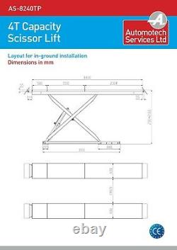 Full Length Scissor Car Lift / Vehicle Ramp / Hoist, 4 Ton, 4000kg