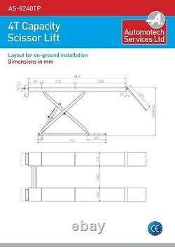 Full Length Scissor Car Lift / Vehicle Ramp / Hoist, 4 Ton, 4000kg