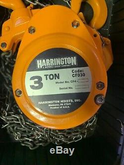 HARRINGTON CF030 Manual Chain Hoist 6000 lb. Lift 15 ft 3 TON NEW