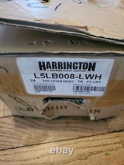 HARRINGTON L5LB008-LWH. 75 Ton 1500 Pound Lever Hoist Chain Type 10 FOOT PULL