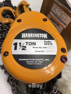 Harrington CF015-20 1 1/2 Ton 20FT Lift Chain Hoist Model CF4-0987 NIB