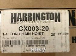 Harrington CX003- Mini Hand Chain Hoist, Hook mount, 1/4 Ton Capacity, 20' Lift