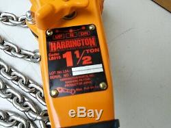 Harrington LB015 Lever Hoist 1 1/2 ton puller lever chain hoist 12ft Chain Hooks