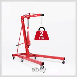 Heavy Duty 2 Ton Hydraulic Folding Workshop Engine Crane Hoist Lift Stand Wheels