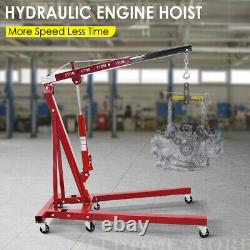 Heavy Duty Engine Hoist 2 Ton Folding Hydraulic Cherry Picker Shop Crane Lift UK