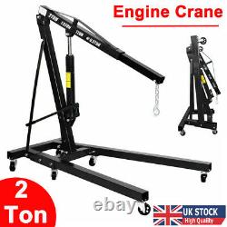 Hydraulic 2 Ton Engine Crane Hoist Lift Jack Lifter Folding Garage Heavy Duty UK