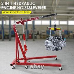 Hydraulic Engine Hoist + Lever 2 Ton 4400 lbs Heavy-Duty Picker Shop Crane Stand