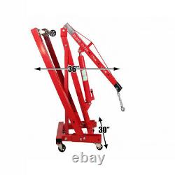 Hydraulic Folding Crane Stand 2 Ton Workshop Hoist Lift Engine Cranes with Wheels