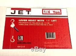 Jet 181215 JLH-25-15 1/4 Ton Compact Lever Hoist with 15' Lift