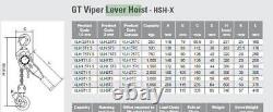 Lever Ratchet Tensioner VIPER Chain Block Hoist Size 0.5T 3/4T 1 1/2T 3T