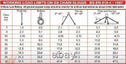 Lifting Chain Sling 2 Metre x 4 Leg 13mm 11.2 ton with Shortners Handy Straps