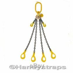 Lifting Chain Sling 2 Metre x 4 Leg x 10mm Self Locking Hooks 6.7ton Shortners