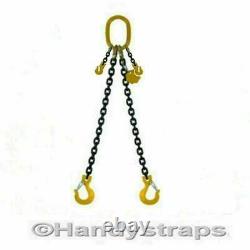 Lifting Chain Sling 3m x 2 Leg 10mm 4.2ton with Shortners Handy Straps