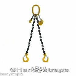 Lifting Chain Sling 3m x 2 Leg 10mm 4.2ton with Shortners Handy Straps
