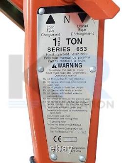NEW CM 5316 653 Series Hand Operated Chain Lever Hoist 1-1/2 Ton 10Ft Lift READ