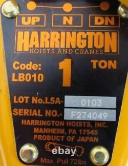 New Harrington L5lb010-5 Lever Chain Hoist 1 Ton 5' Lift