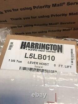 New Harrington L5lb010 Lever Chain Hoist 1 Ton 10' Lift -free Shipping