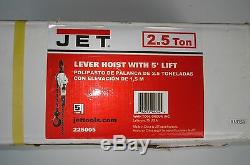 New JET 2.5 Ton Lever Hoist Factory Box