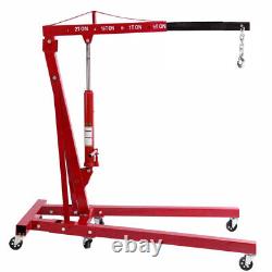 Red 2 Ton Hydraulic Folding Engine Crane Hoist Lift Stand Workshop Adjustable
