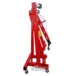 Red 2 Ton Tonne Hydraulic Folding Engine Crane Stand Adjustable Hoist lift Jack