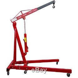 Red 2 Ton Tonne Hydraulic Folding Engine Crane Stand Adjustable Hoist lift Jack