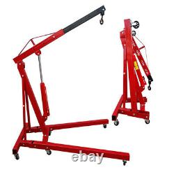 Red 2 Ton Tonne Hydraulic Folding Engine Crane Stand Hoist Lift Jack Garage Tool