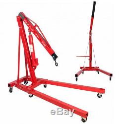 Red Folding Hydraulic 2 Ton Engine Crane Stand Hoist Lift Jack Garage Workshop