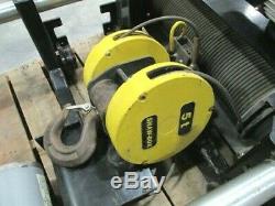 Shaw Box 5-ton Wire Rope Hoist Used Manufacturing 3-phase 460 Volt Rigging