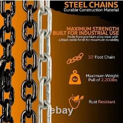 SuperHandy Manual Chain Block Hoist Come Along 1 TON 2200LBS Capacity 10FT Lift