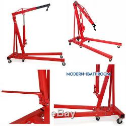 UK Folding Hydraulic Shop Engine Crane Hoist Lift Stand Wheels 4000LB/ 2-Ton Red