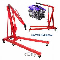 UK Folding Hydraulic Shop Engine Crane Hoist Lift Stand Wheels 4000LB/ 2-Ton Red