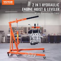 VEVOR Engine Hoist Leveler 4400 LB/2 TON Cherry Picker Shop Crane Load Lift Tool